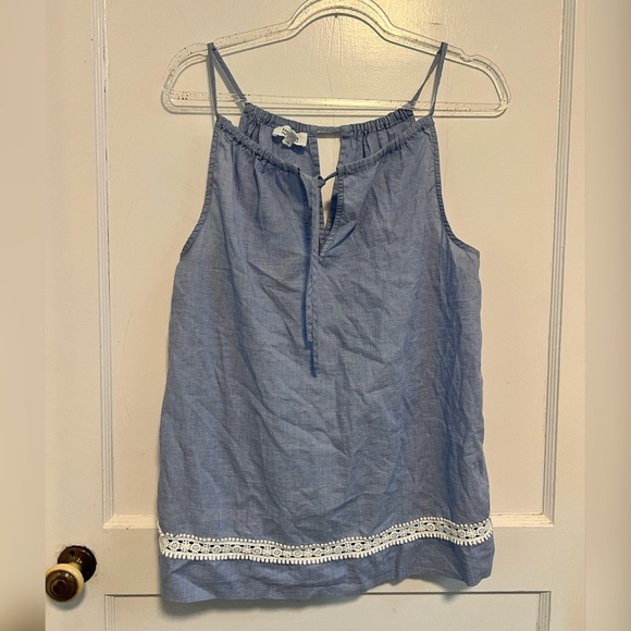 Haven Well Within cotton Blue Camisole with Lace Detail Tank Top Size L - Picture 1 of 4
